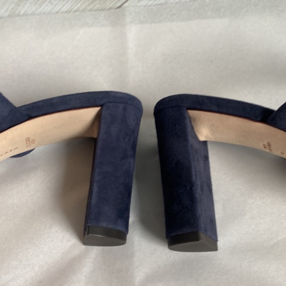 EUC Veronica Beard Gauley sandals block heels blue suede eclipse 8.5 - Picture 7 of 10